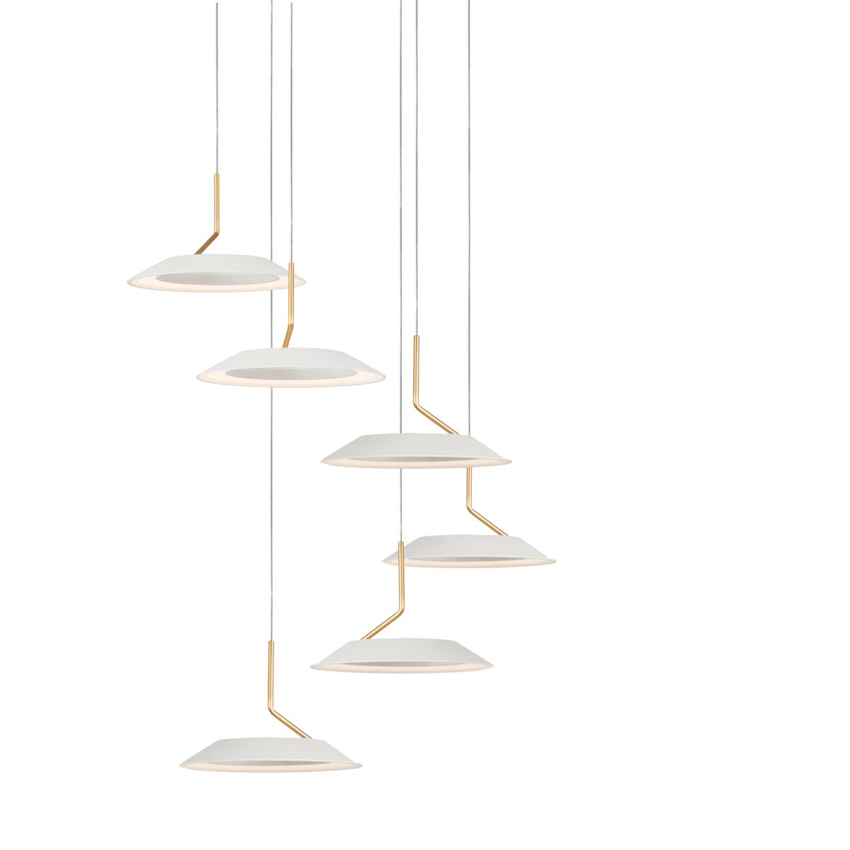 Koncept RYP-C6-SW-MWG Royyo LED 12 inch Matte white with gold Pendant Ceiling Light